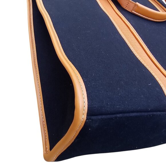 Tory Burch NEW Black & Tan Twill Tote Bag w removable interior Pouch $398 - Picture 7 of 11